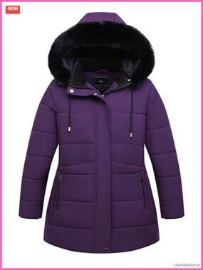 Women's Plus Size Quilted Winter Parka Down Coat Zip Pockets